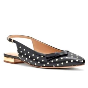 NEW! TALBOTS Edison Polka Dot Bow Slingback Flat Shoes 6.5.